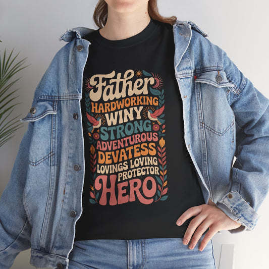 Celebratory Father's Day Unisex Tee, Dad Shirt, Gift for Him, Birthday Gift, Family Reunion Shirt, Adventure Tee, Hero Dad Tee