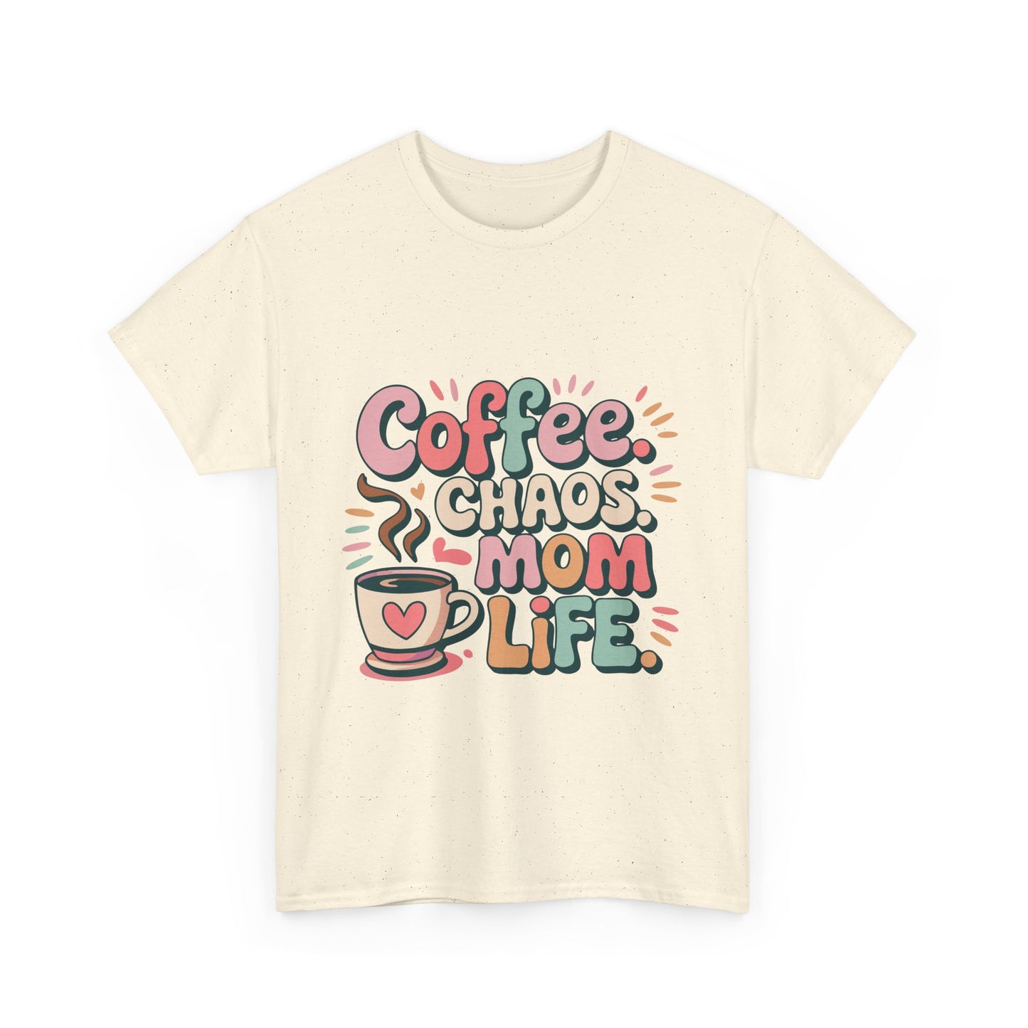 Coffee Chaos Mom Life Unisex Heavy Cotton Tee | Funny Mom Shirt