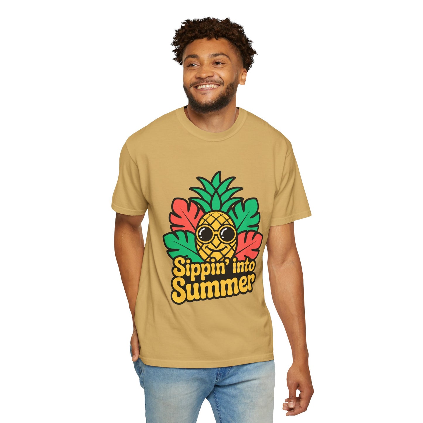 Sippin' into Summer Unisex T-Shirt - Fun Pineapple Design for Beach Days
