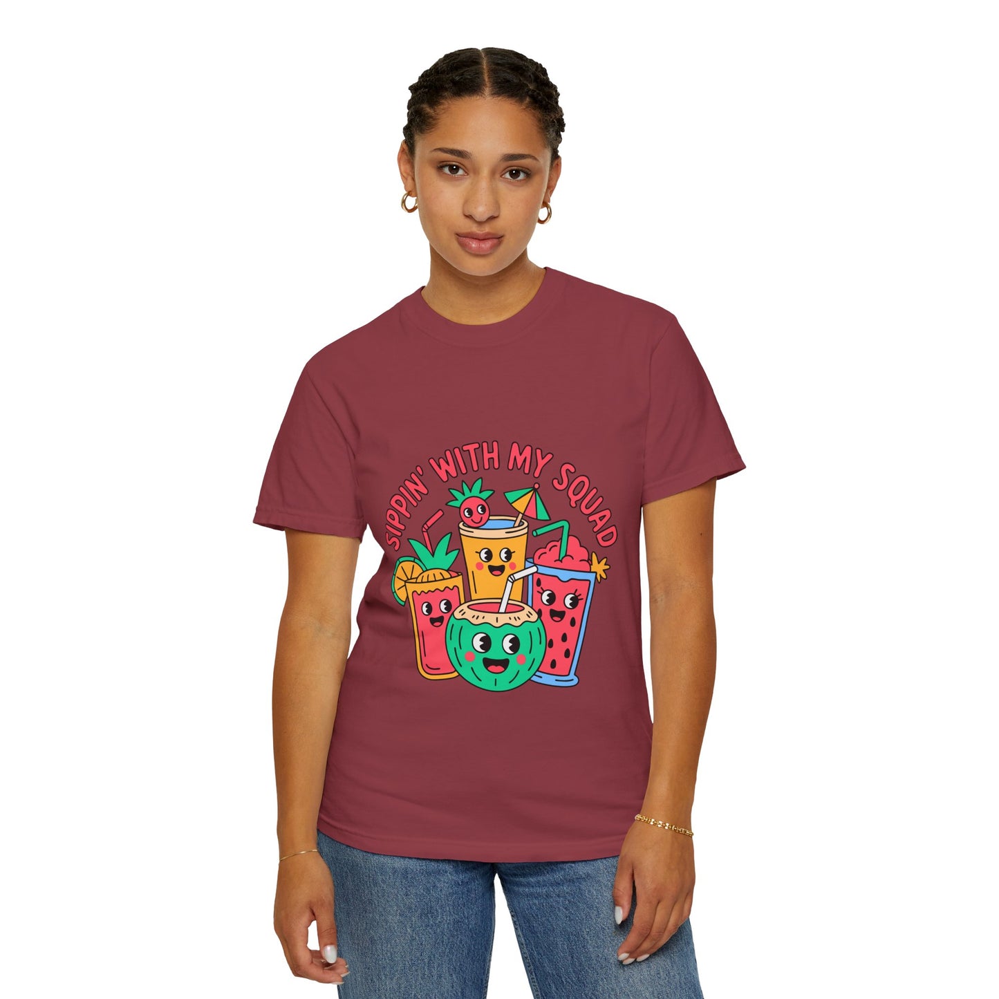 Sippin' with My Squad Unisex Garment-Dyed T-Shirt - Fun Summer Vibes