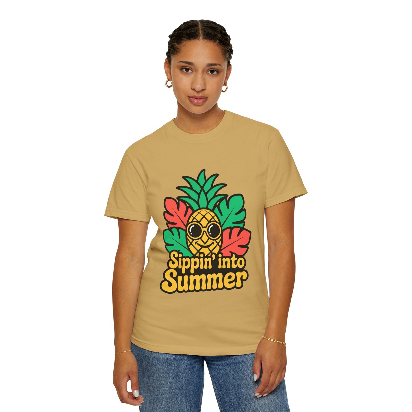Sippin' into Summer Unisex T-Shirt - Fun Pineapple Design for Beach Days