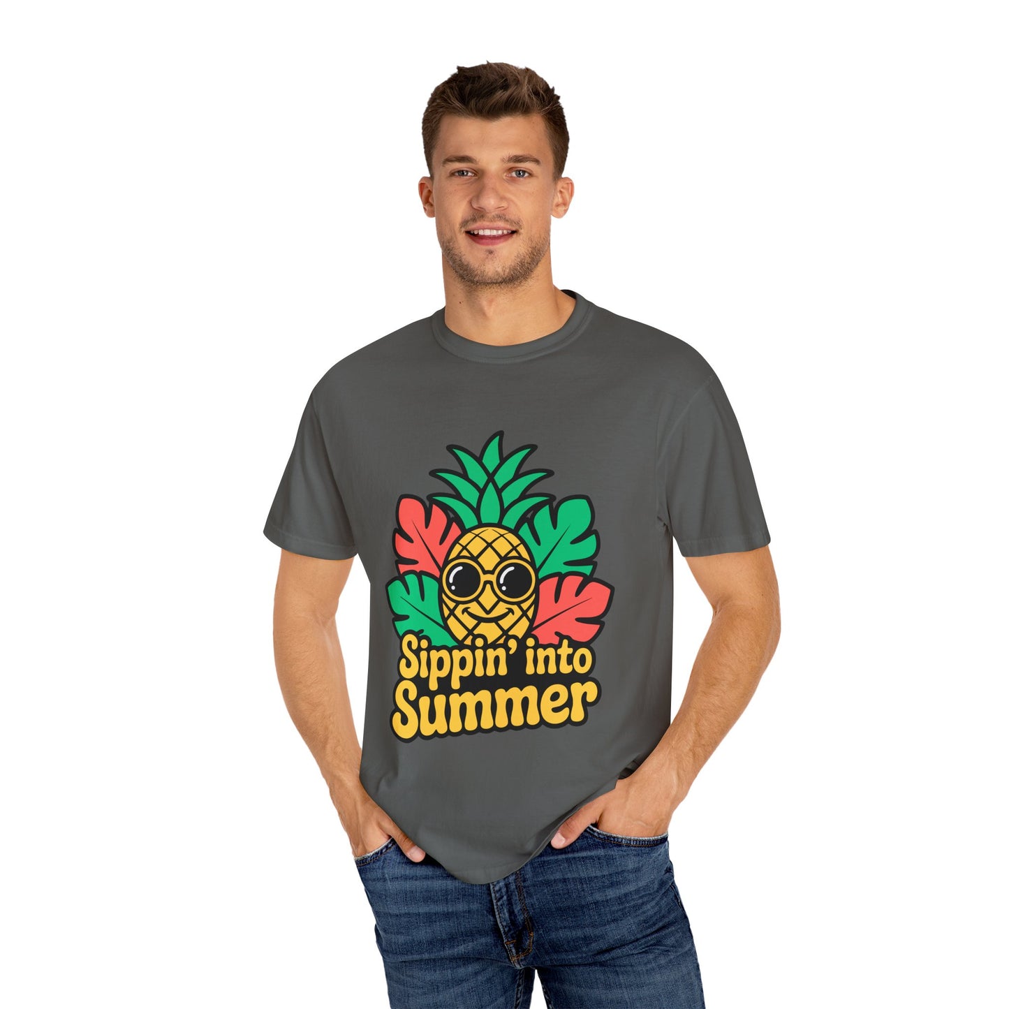 Sippin' into Summer Unisex T-Shirt - Fun Pineapple Design for Beach Days