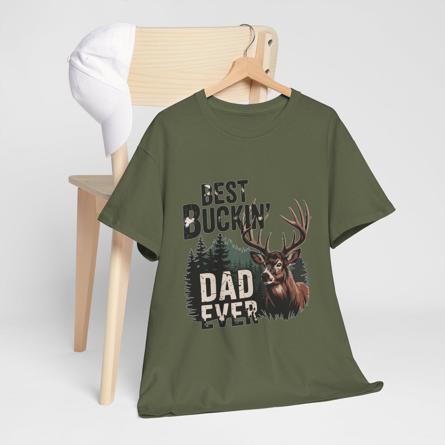 Best Buckin' Dad Ever Unisex Heavy Cotton Tee - Perfect Gift for Father's Day and Outdoorsy Dads