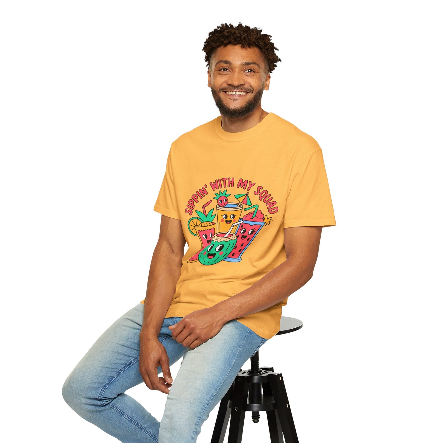 Sippin' with My Squad Unisex Garment-Dyed T-Shirt - Fun Summer Vibes