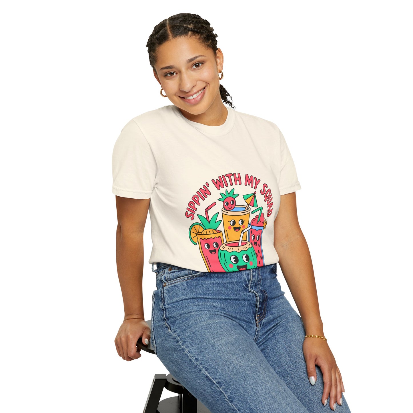 Sippin' with My Squad Unisex Garment-Dyed T-Shirt - Fun Summer Vibes