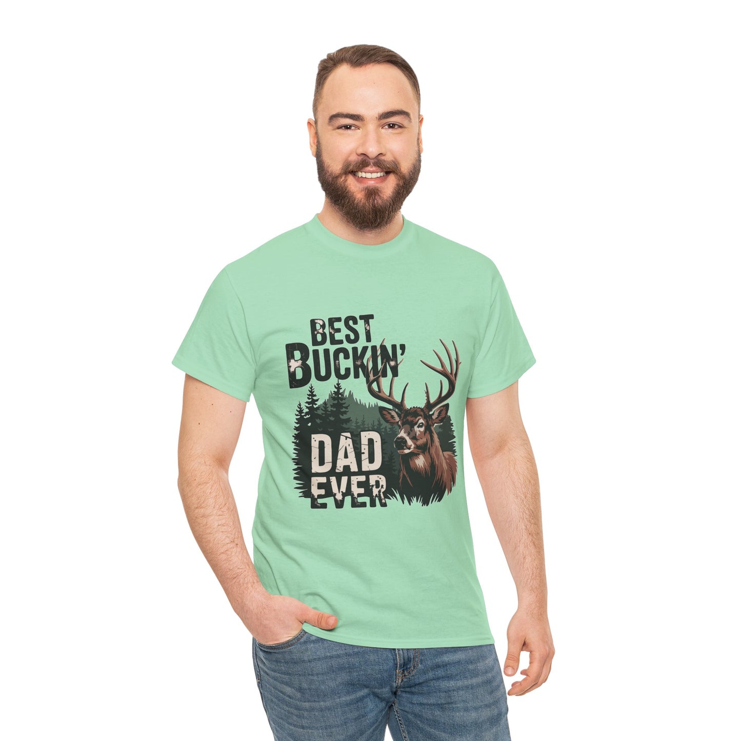 Best Buckin' Dad Ever Unisex Heavy Cotton Tee - Perfect Gift for Father's Day and Outdoorsy Dads