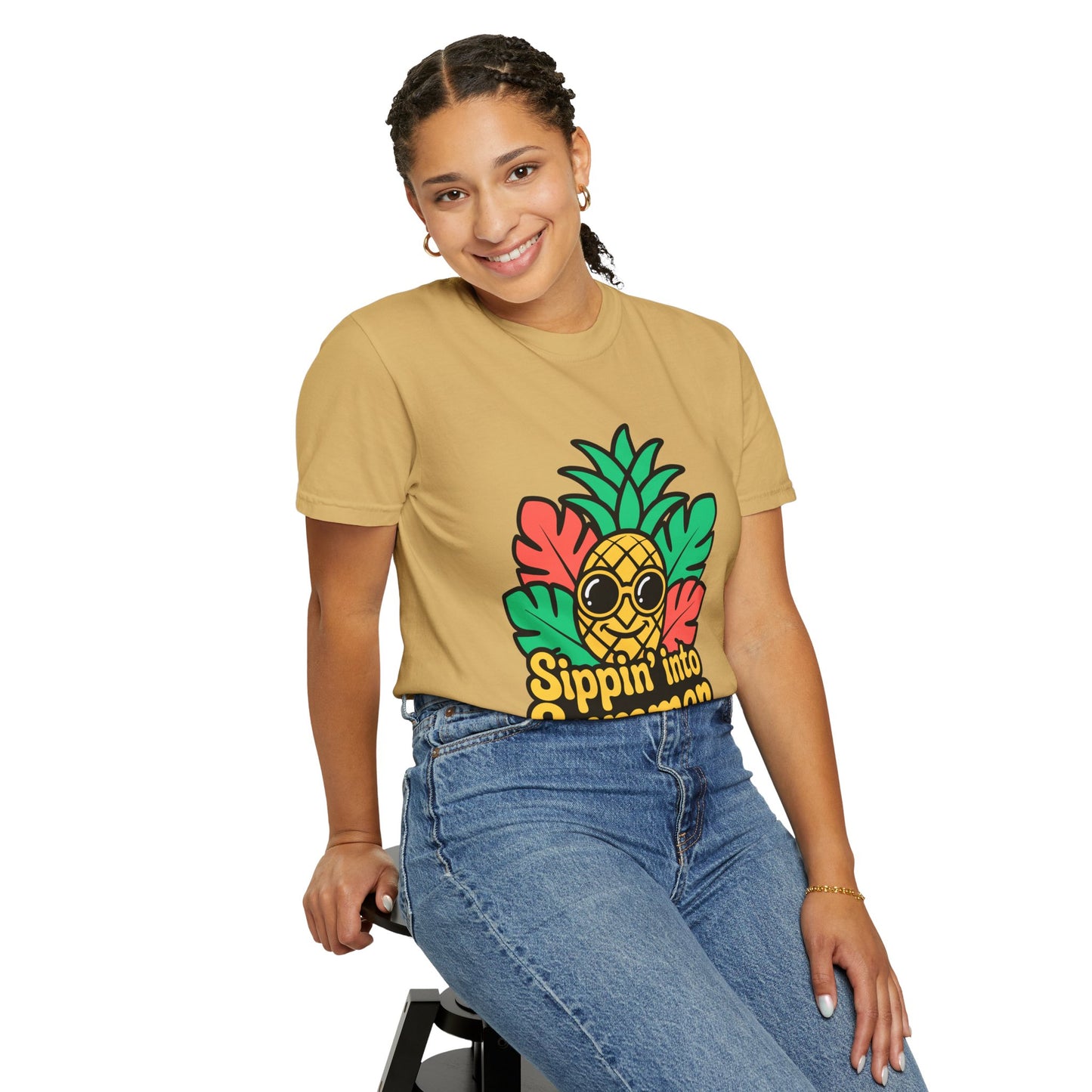 Sippin' into Summer Unisex T-Shirt - Fun Pineapple Design for Beach Days