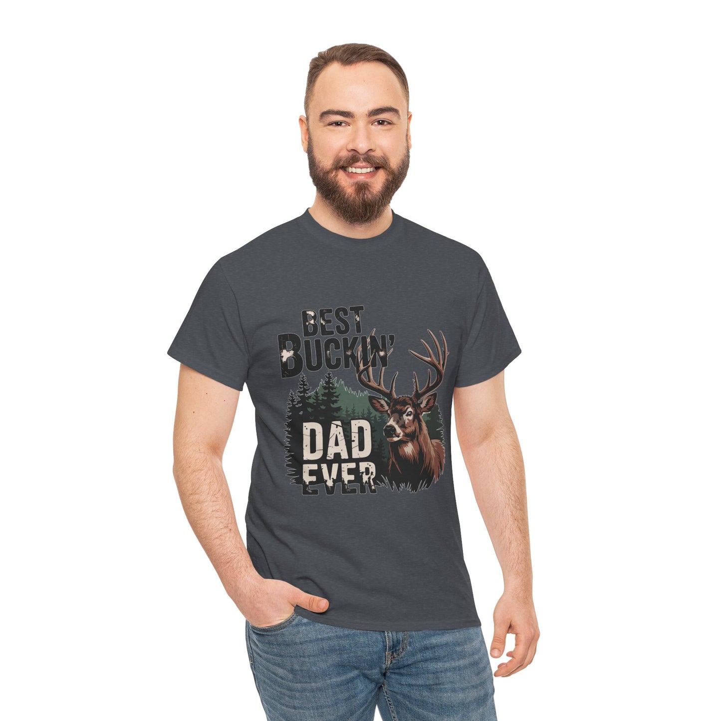 Best Buckin' Dad Ever Unisex Heavy Cotton Tee - Perfect Gift for Father's Day and Outdoorsy Dads