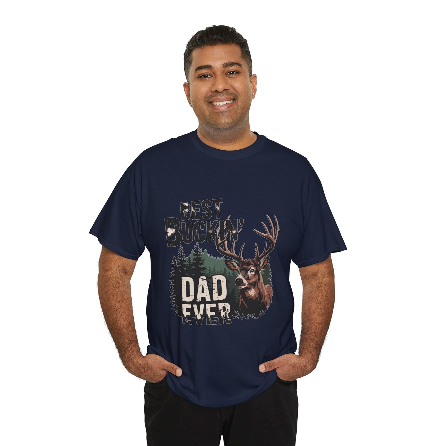 Best Buckin' Dad Ever Unisex Heavy Cotton Tee - Perfect Gift for Father's Day and Outdoorsy Dads