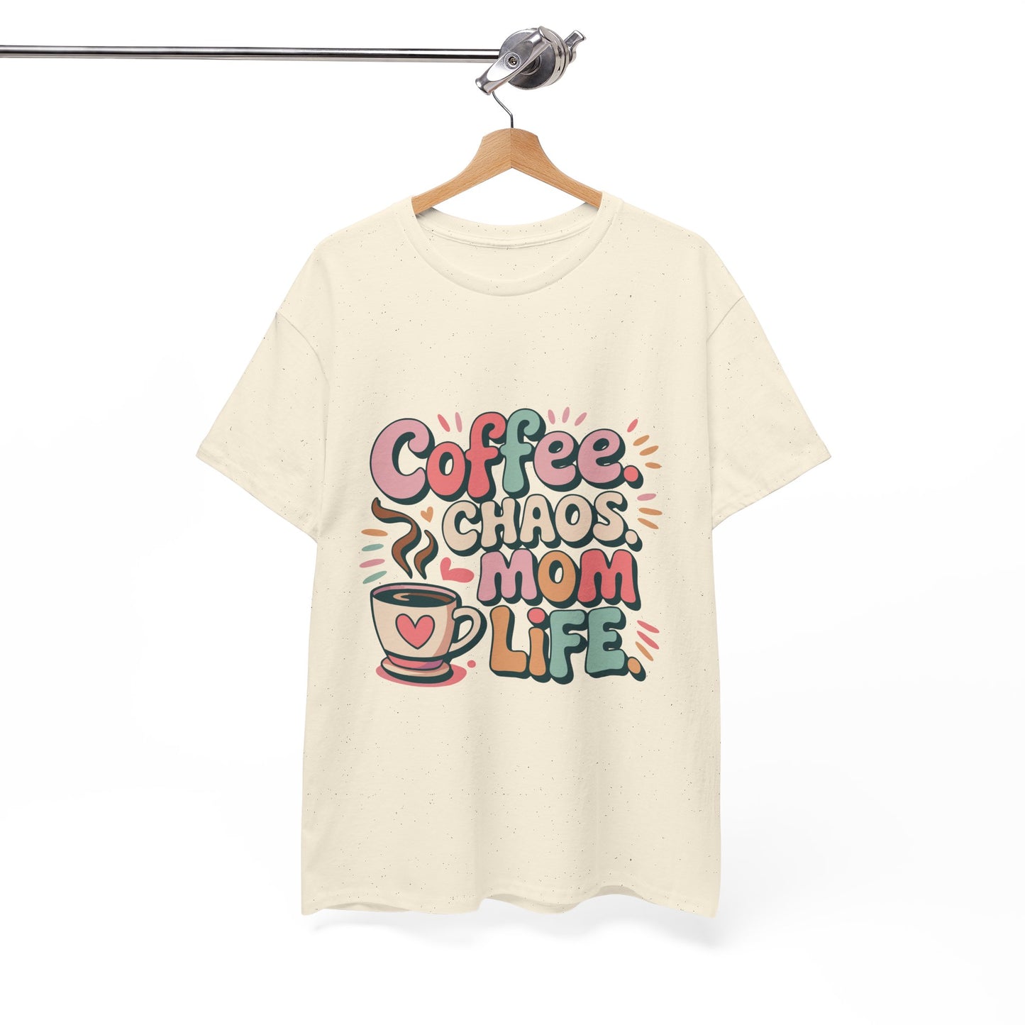 Coffee Chaos Mom Life Unisex Heavy Cotton Tee | Funny Mom Shirt
