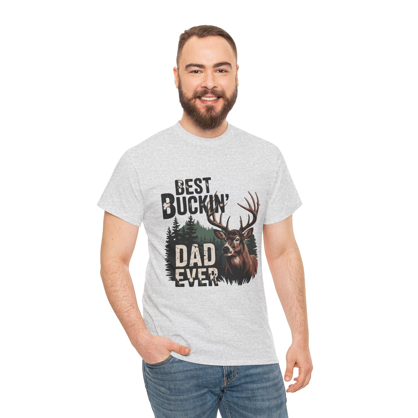 Best Buckin' Dad Ever Unisex Heavy Cotton Tee - Perfect Gift for Father's Day and Outdoorsy Dads