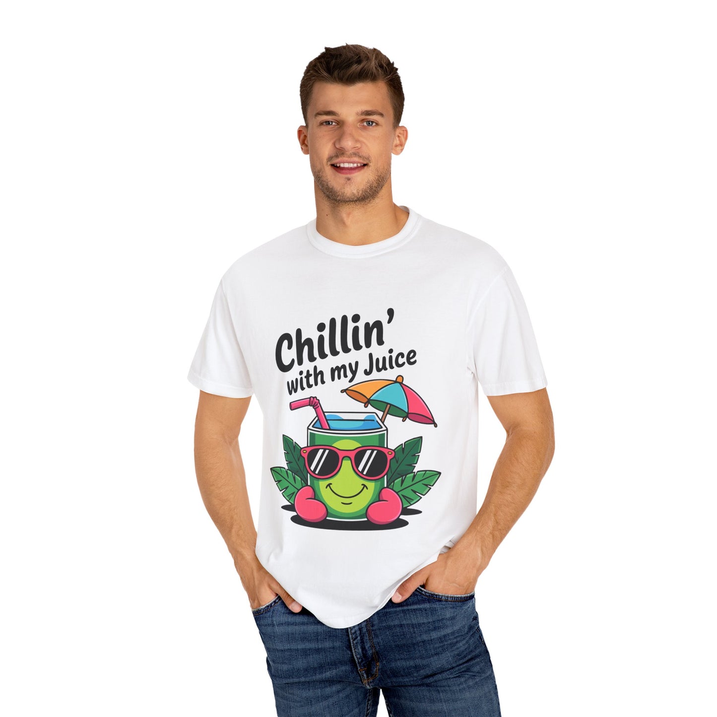 Chillin' with My Juice Unisex Garment-Dyed T-Shirt - Fun & Relaxed Vibe for Summer Gatherings