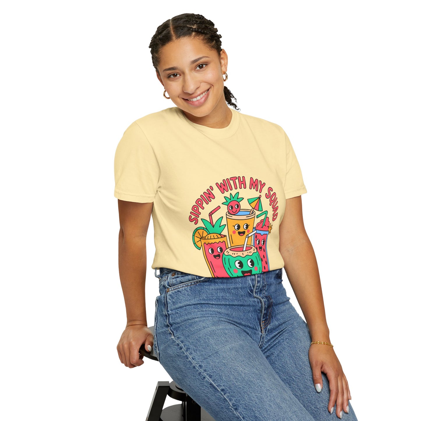 Sippin' with My Squad Unisex Garment-Dyed T-Shirt - Fun Summer Vibes