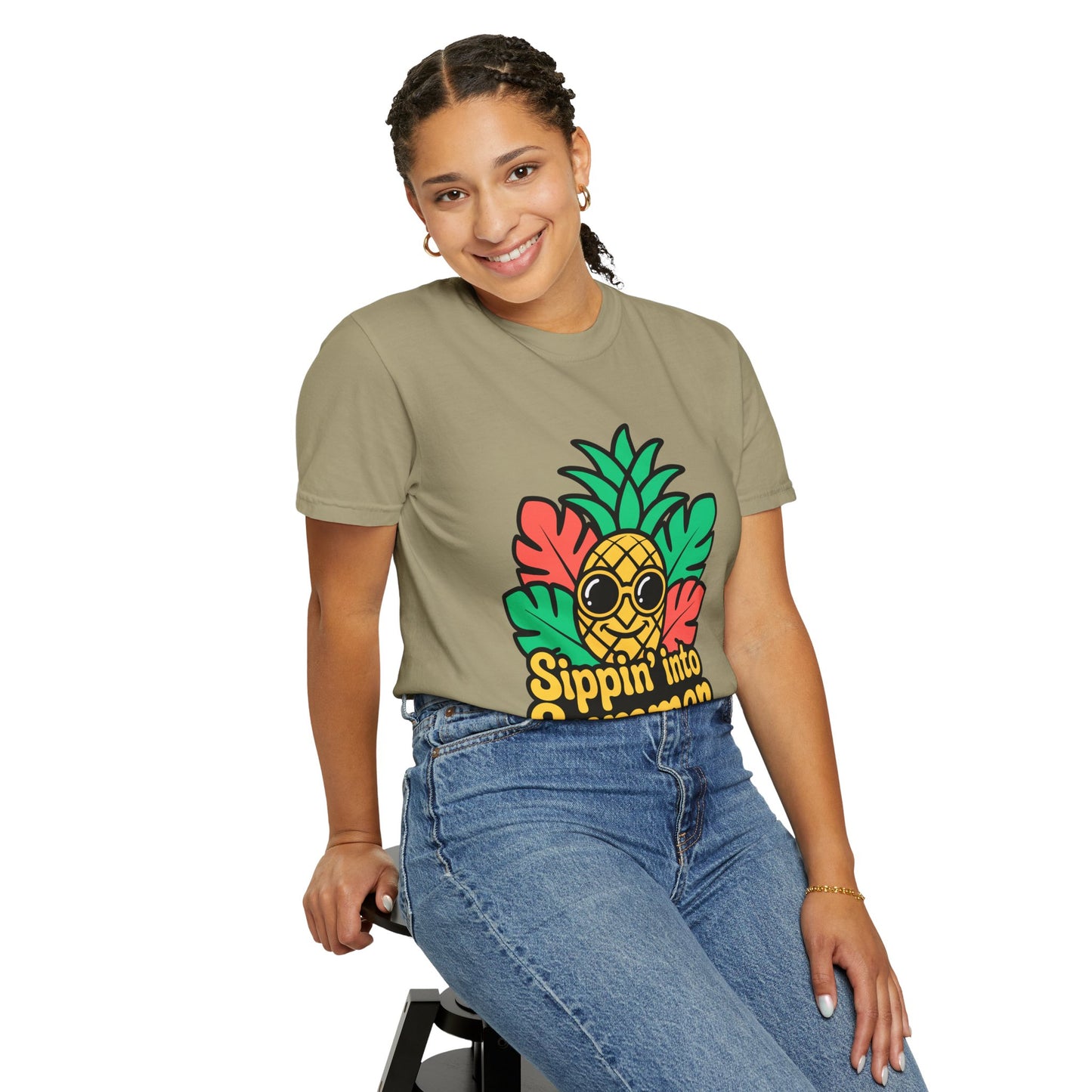 Sippin' into Summer Unisex T-Shirt - Fun Pineapple Design for Beach Days