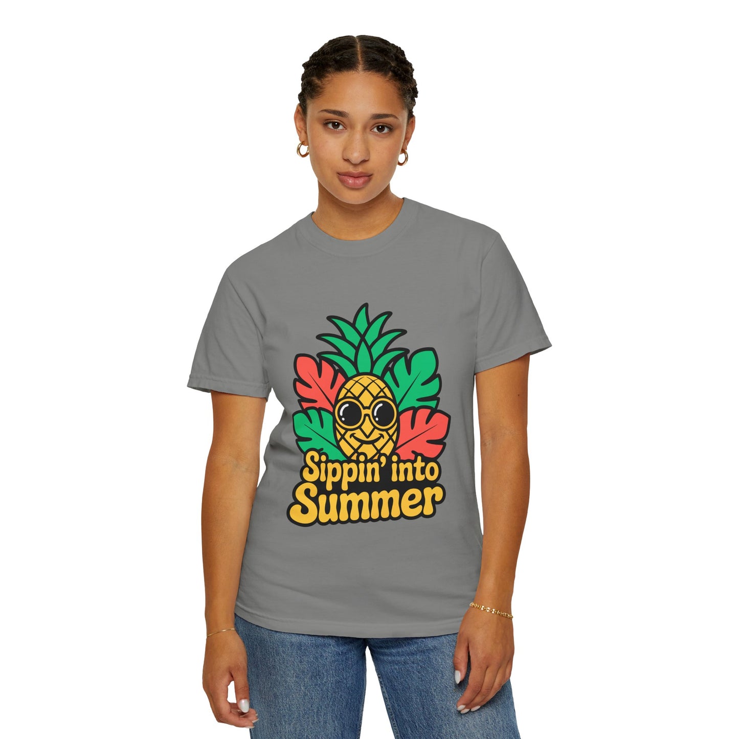 Sippin' into Summer Unisex T-Shirt - Fun Pineapple Design for Beach Days