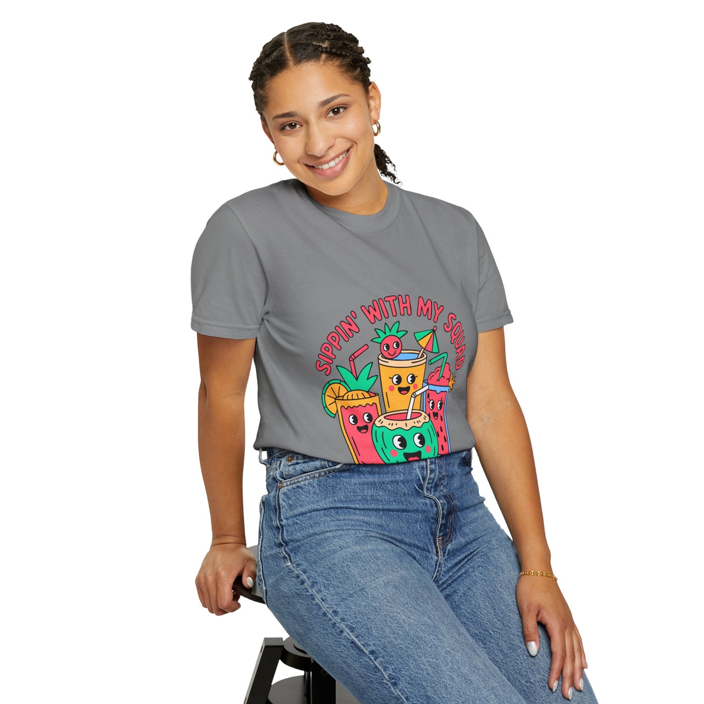 Sippin' with My Squad Unisex Garment-Dyed T-Shirt - Fun Summer Vibes
