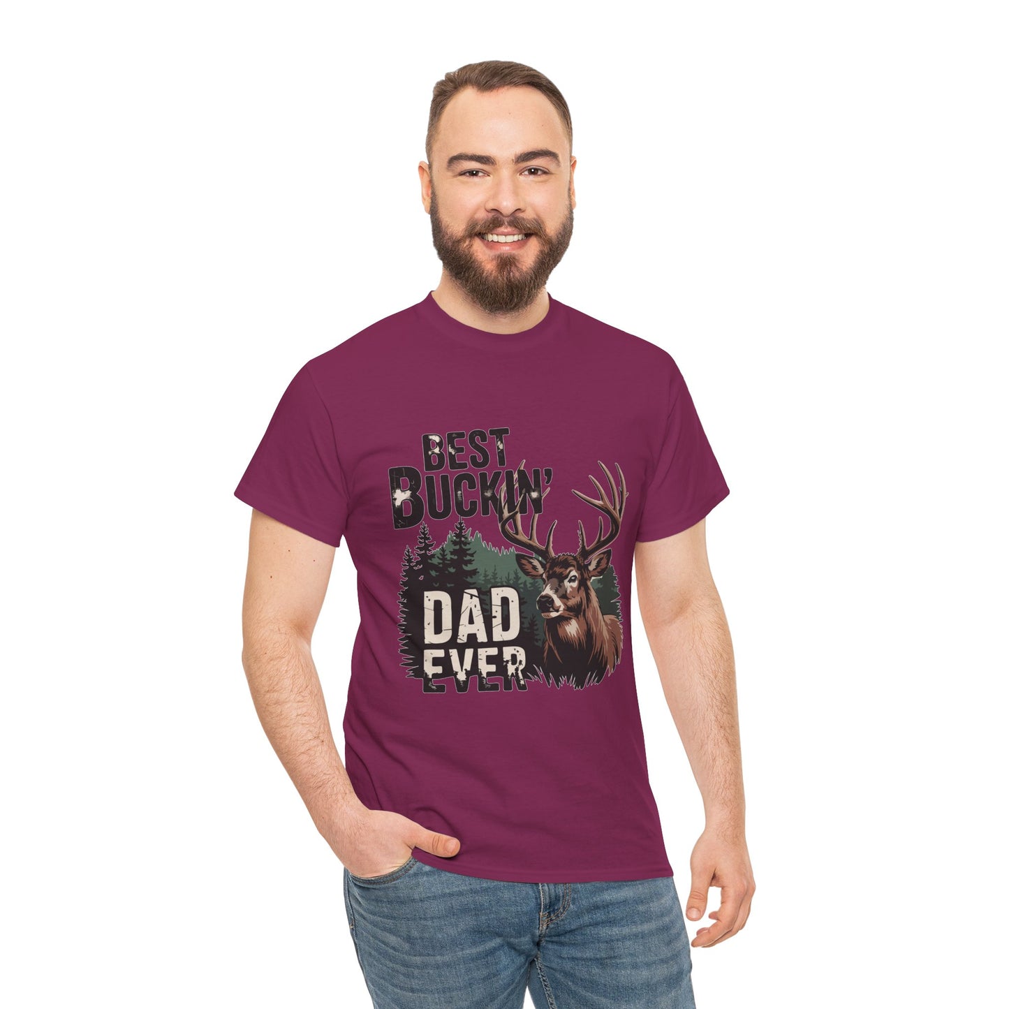 Best Buckin' Dad Ever Unisex Heavy Cotton Tee - Perfect Gift for Father's Day and Outdoorsy Dads