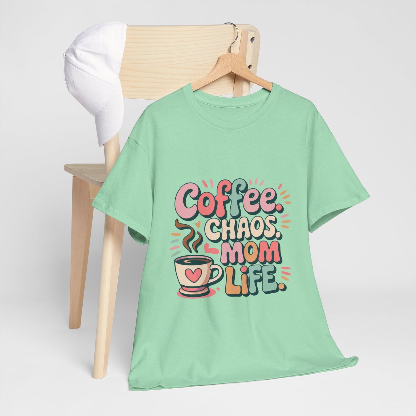 Coffee Chaos Mom Life Unisex Heavy Cotton Tee | Funny Mom Shirt