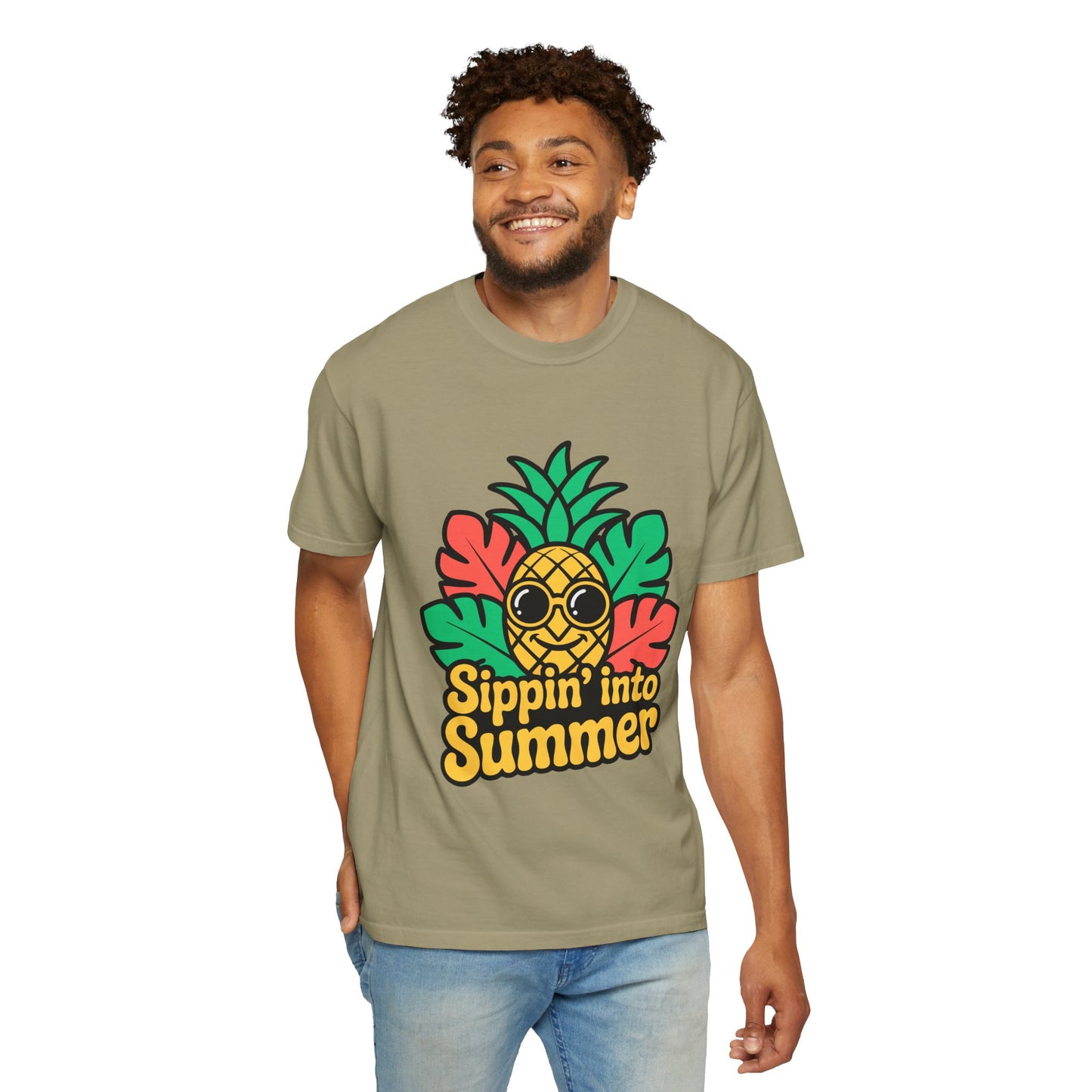 Sippin' into Summer Unisex T-Shirt - Fun Pineapple Design for Beach Days