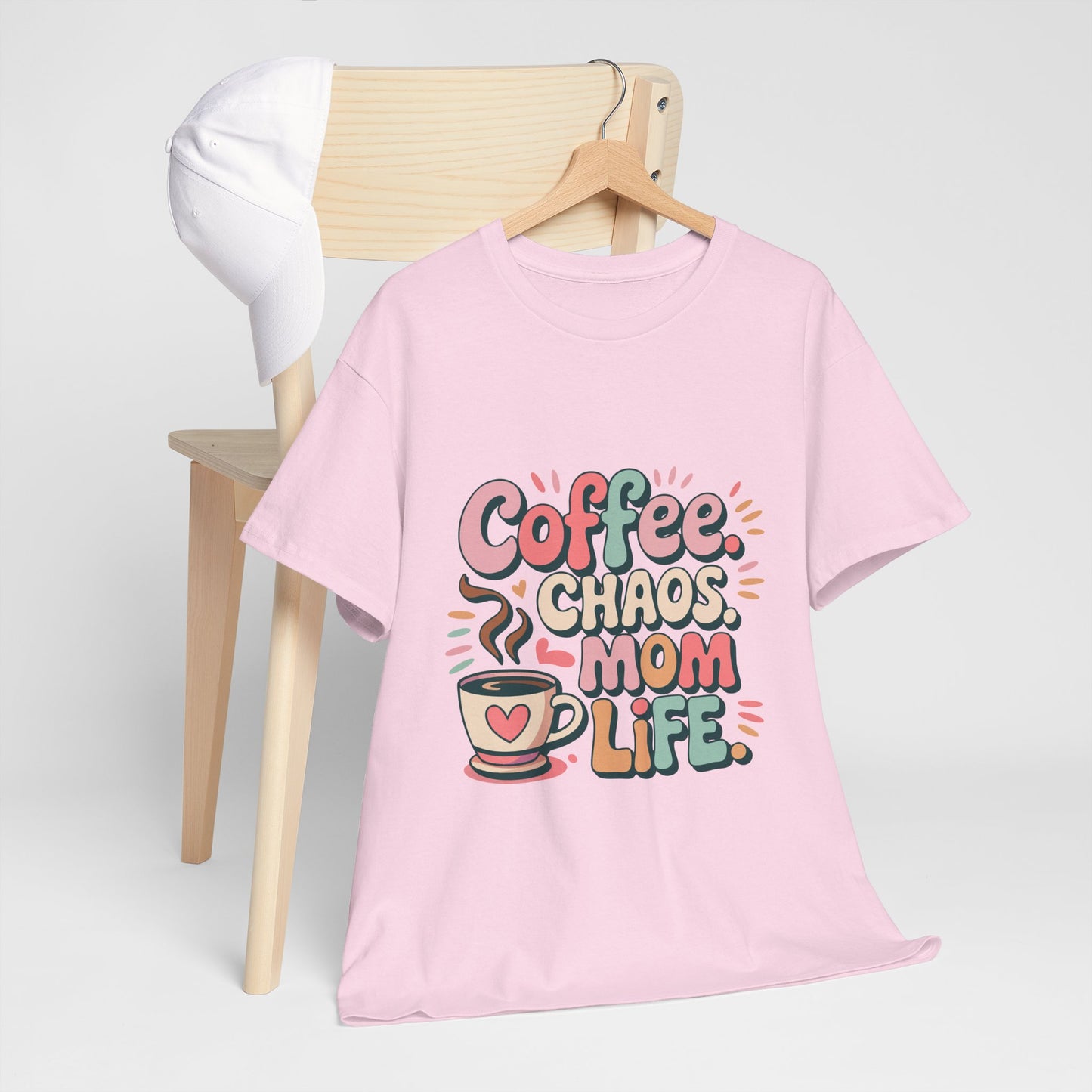 Coffee Chaos Mom Life Unisex Heavy Cotton Tee | Funny Mom Shirt