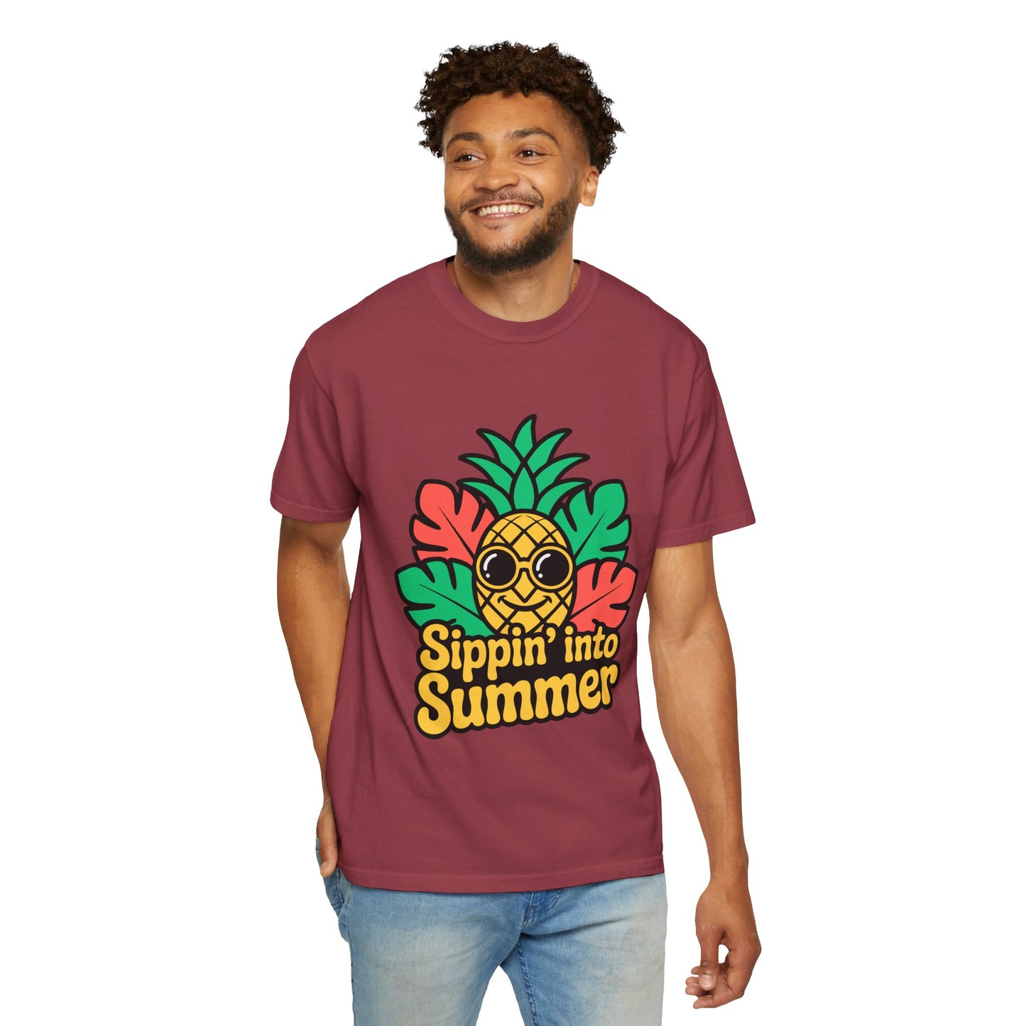 Sippin' into Summer Unisex T-Shirt - Fun Pineapple Design for Beach Days