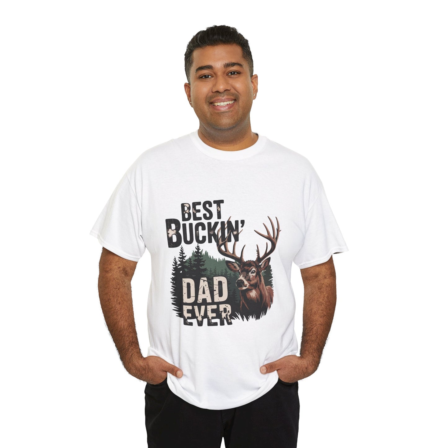 Best Buckin' Dad Ever Unisex Heavy Cotton Tee - Perfect Gift for Father's Day and Outdoorsy Dads