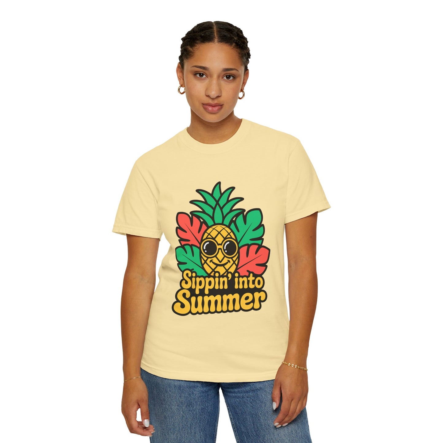 Sippin' into Summer Unisex T-Shirt - Fun Pineapple Design for Beach Days