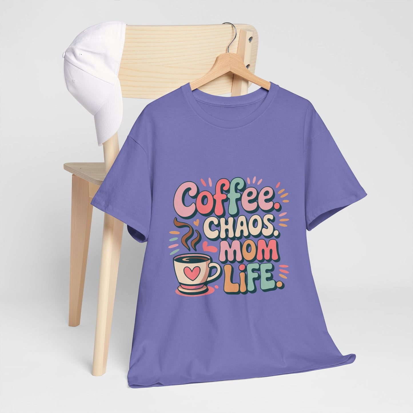 Coffee Chaos Mom Life Unisex Heavy Cotton Tee | Funny Mom Shirt