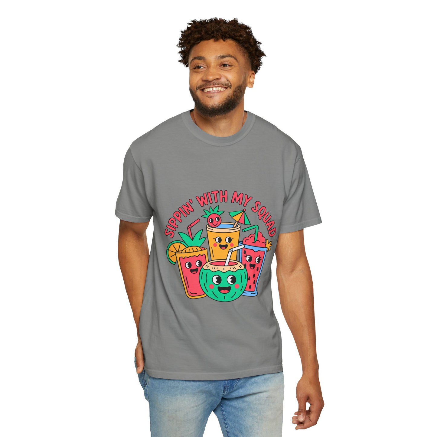 Sippin' with My Squad Unisex Garment-Dyed T-Shirt - Fun Summer Vibes