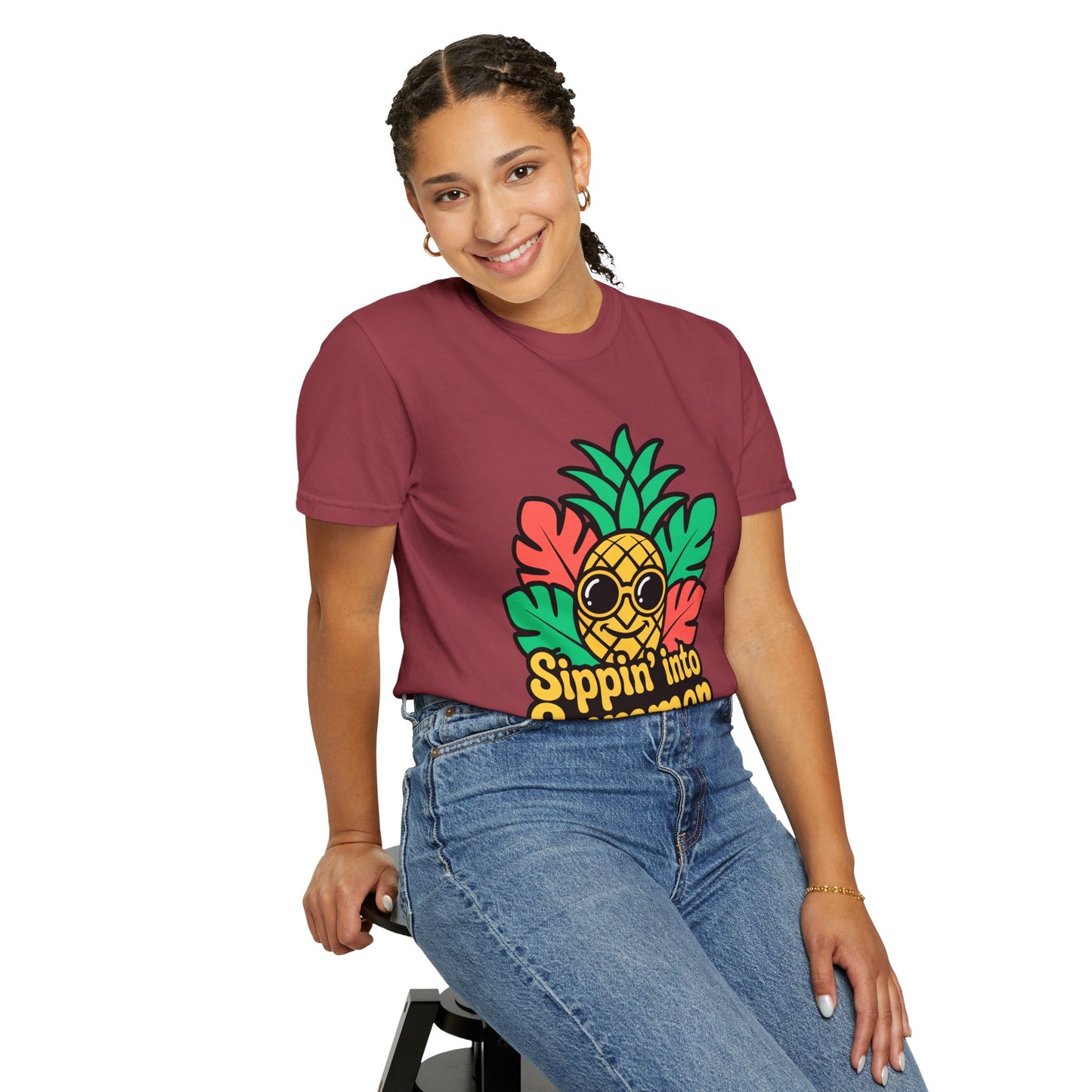 Sippin' into Summer Unisex T-Shirt - Fun Pineapple Design for Beach Days