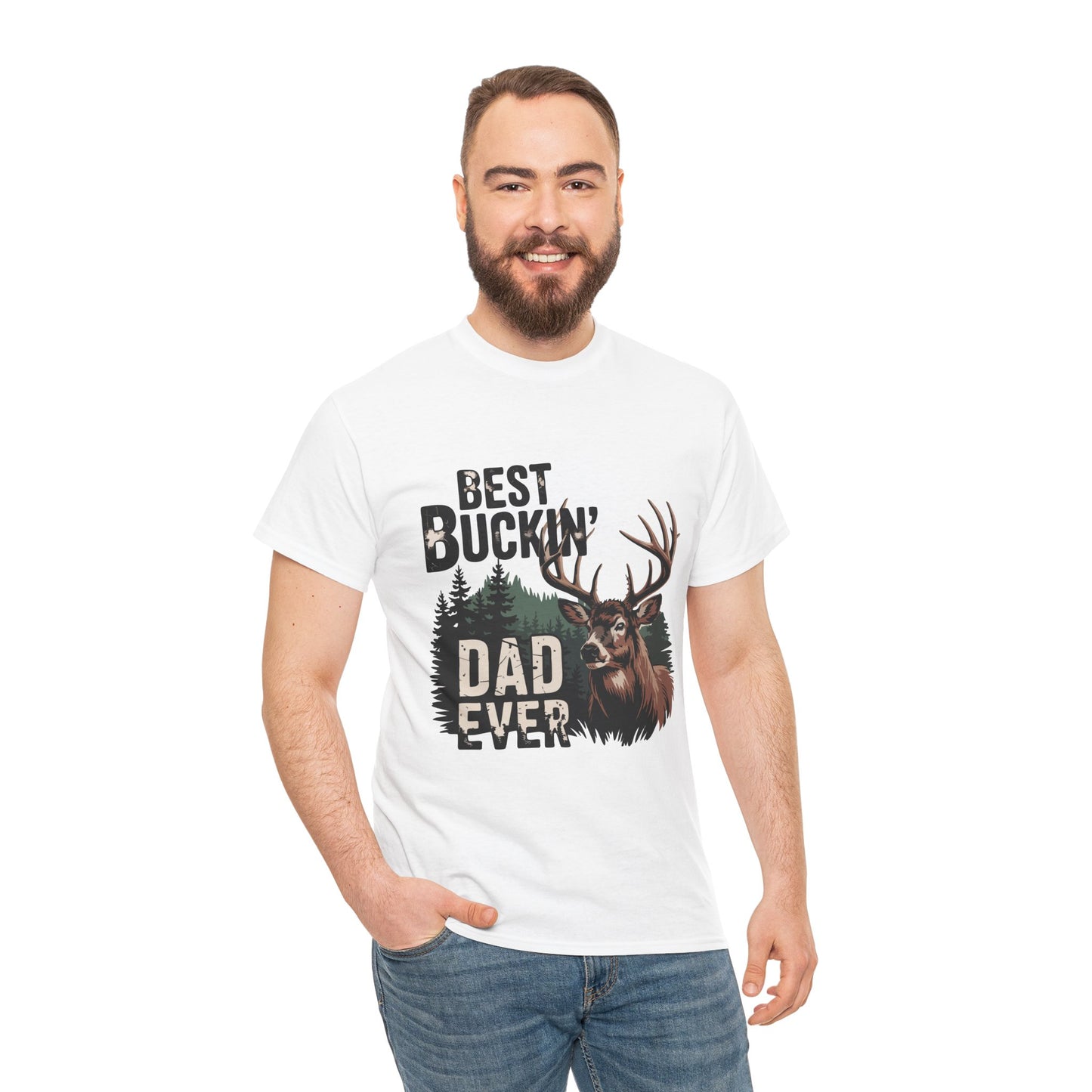 Best Buckin' Dad Ever Unisex Heavy Cotton Tee - Perfect Gift for Father's Day and Outdoorsy Dads