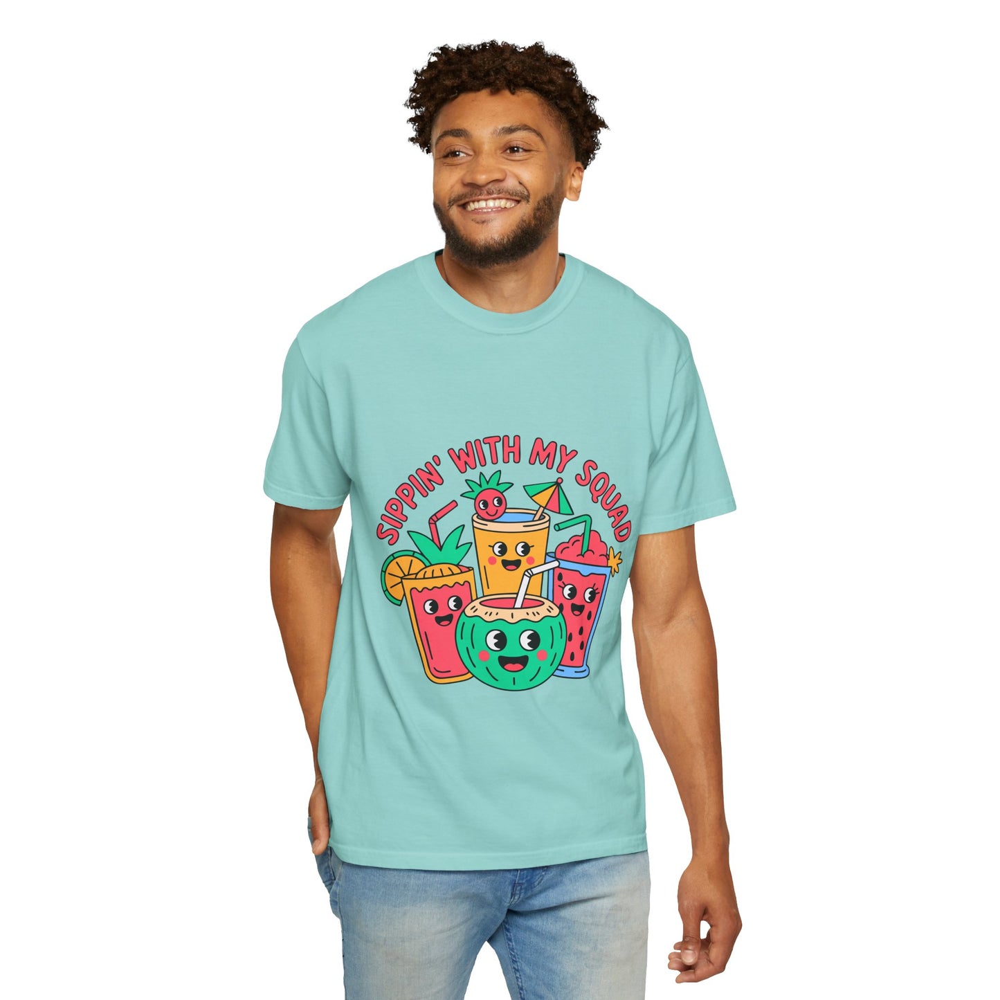Sippin' with My Squad Unisex Garment-Dyed T-Shirt - Fun Summer Vibes