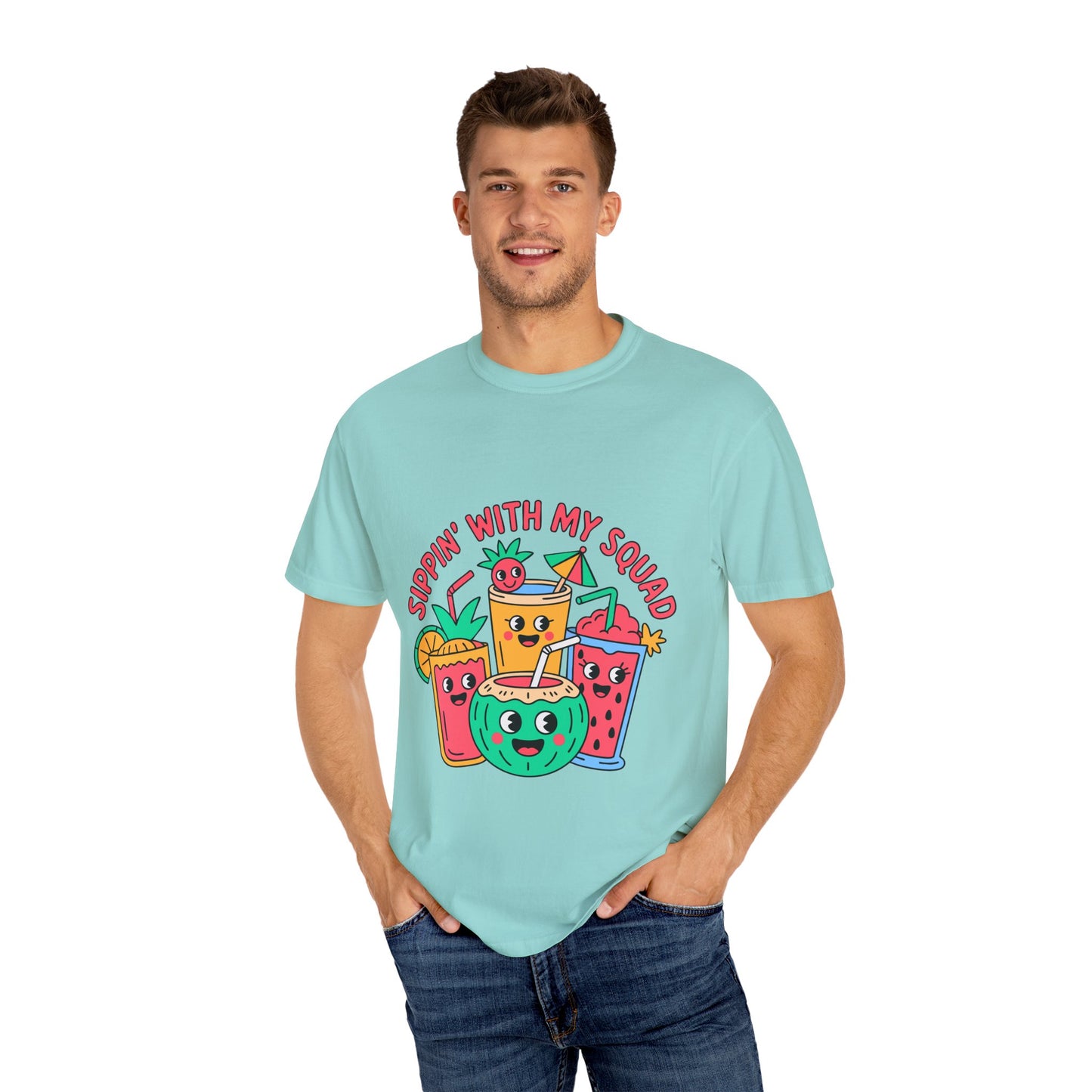 Sippin' with My Squad Unisex Garment-Dyed T-Shirt - Fun Summer Vibes