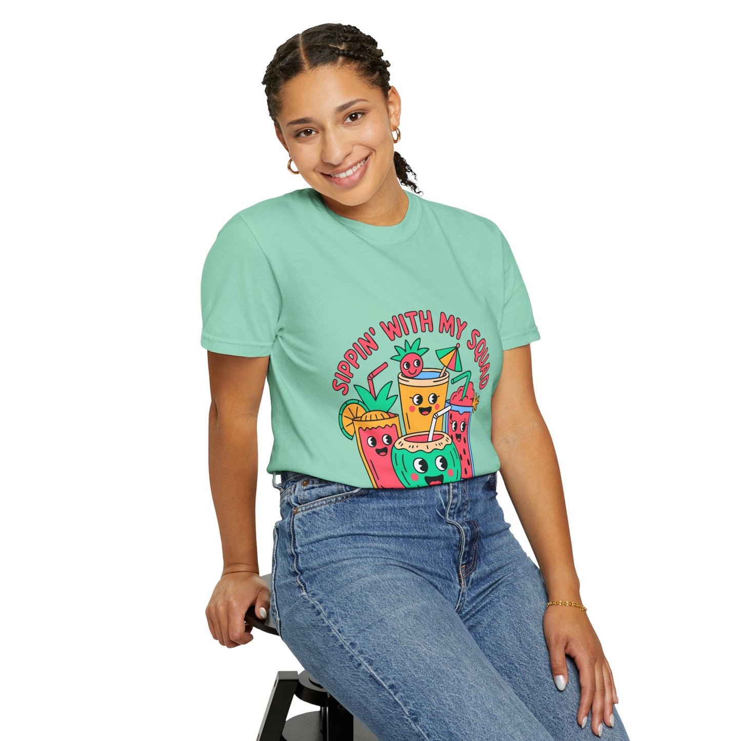 Sippin' with My Squad Unisex Garment-Dyed T-Shirt - Fun Summer Vibes