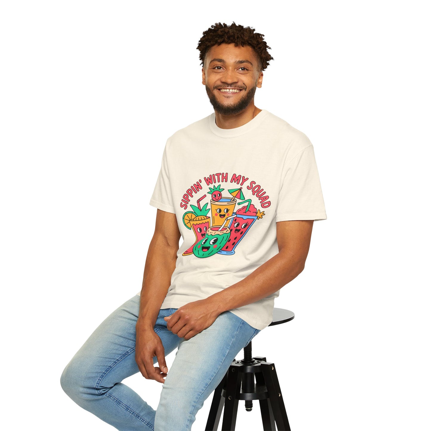 Sippin' with My Squad Unisex Garment-Dyed T-Shirt - Fun Summer Vibes