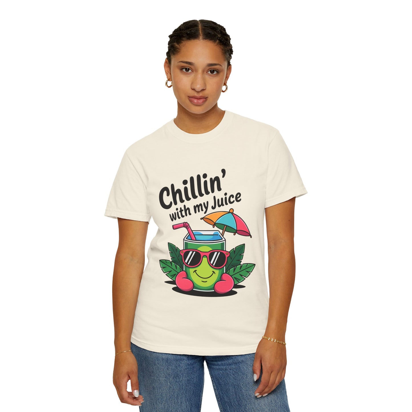 Chillin' with My Juice Unisex Garment-Dyed T-Shirt - Fun & Relaxed Vibe for Summer Gatherings