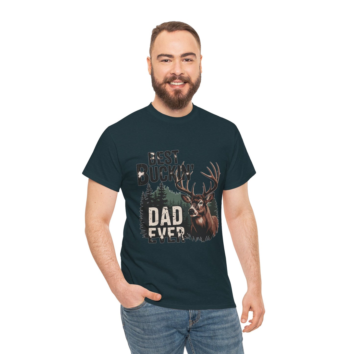 Best Buckin' Dad Ever Unisex Heavy Cotton Tee - Perfect Gift for Father's Day and Outdoorsy Dads