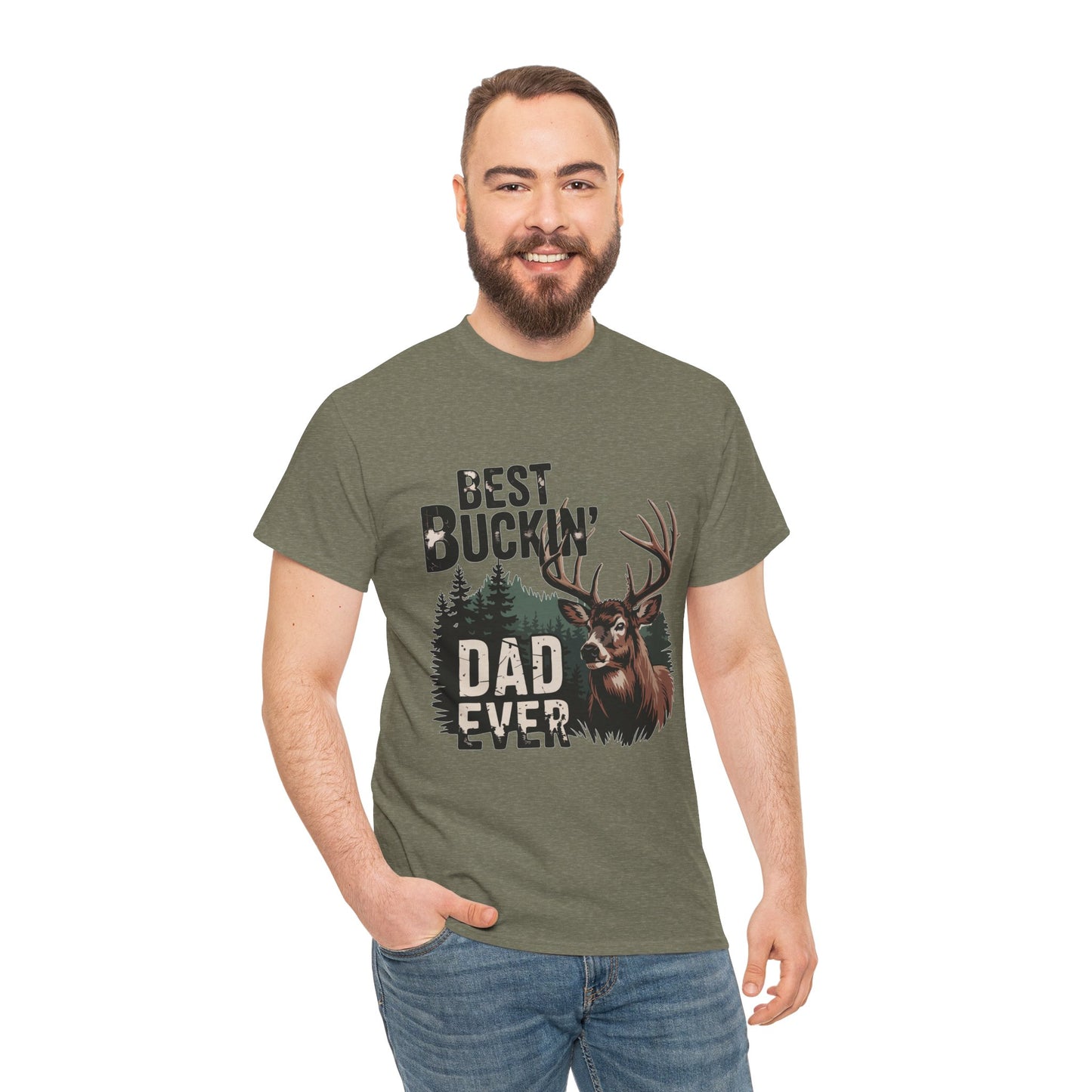 Best Buckin' Dad Ever Unisex Heavy Cotton Tee - Perfect Gift for Father's Day and Outdoorsy Dads