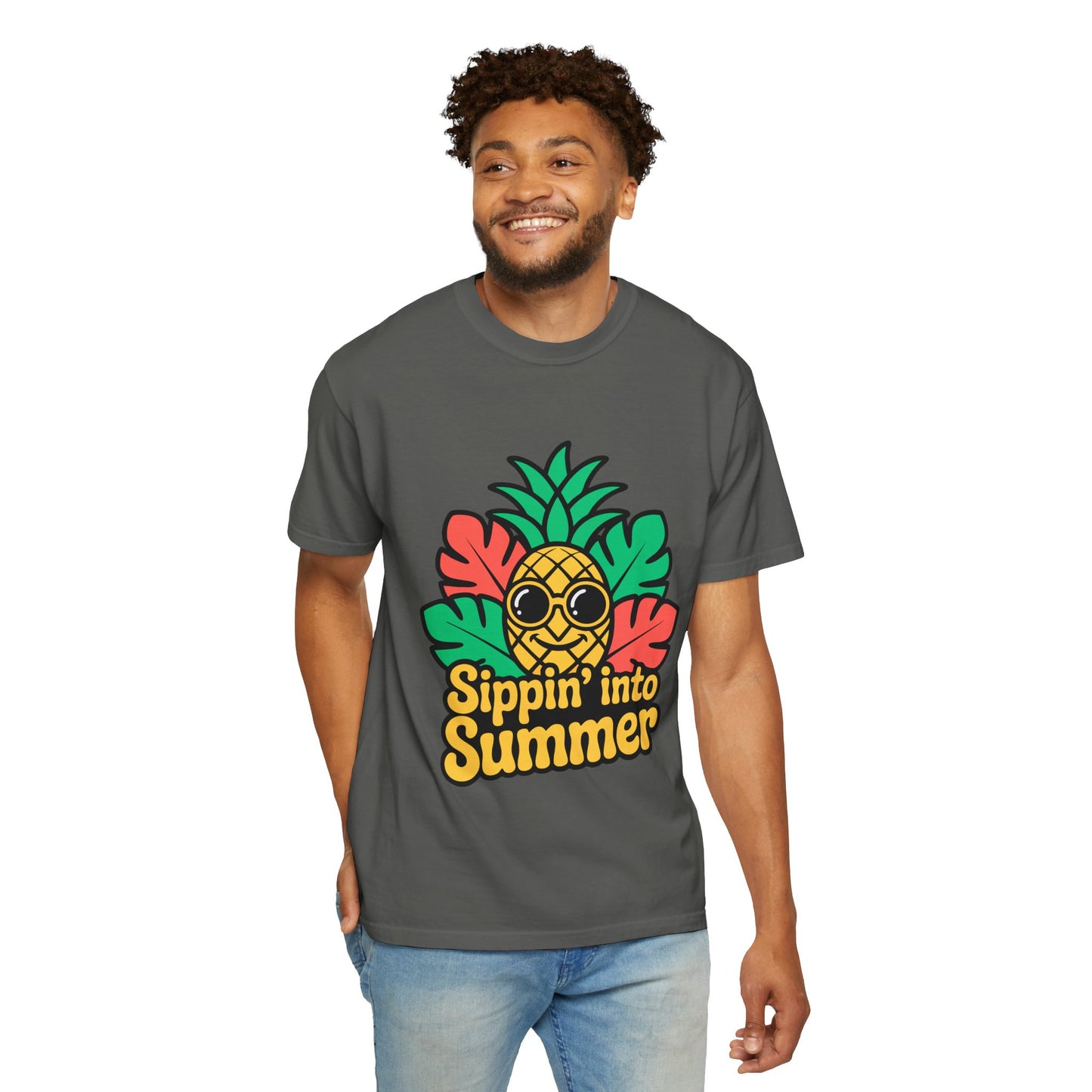 Sippin' into Summer Unisex T-Shirt - Fun Pineapple Design for Beach Days