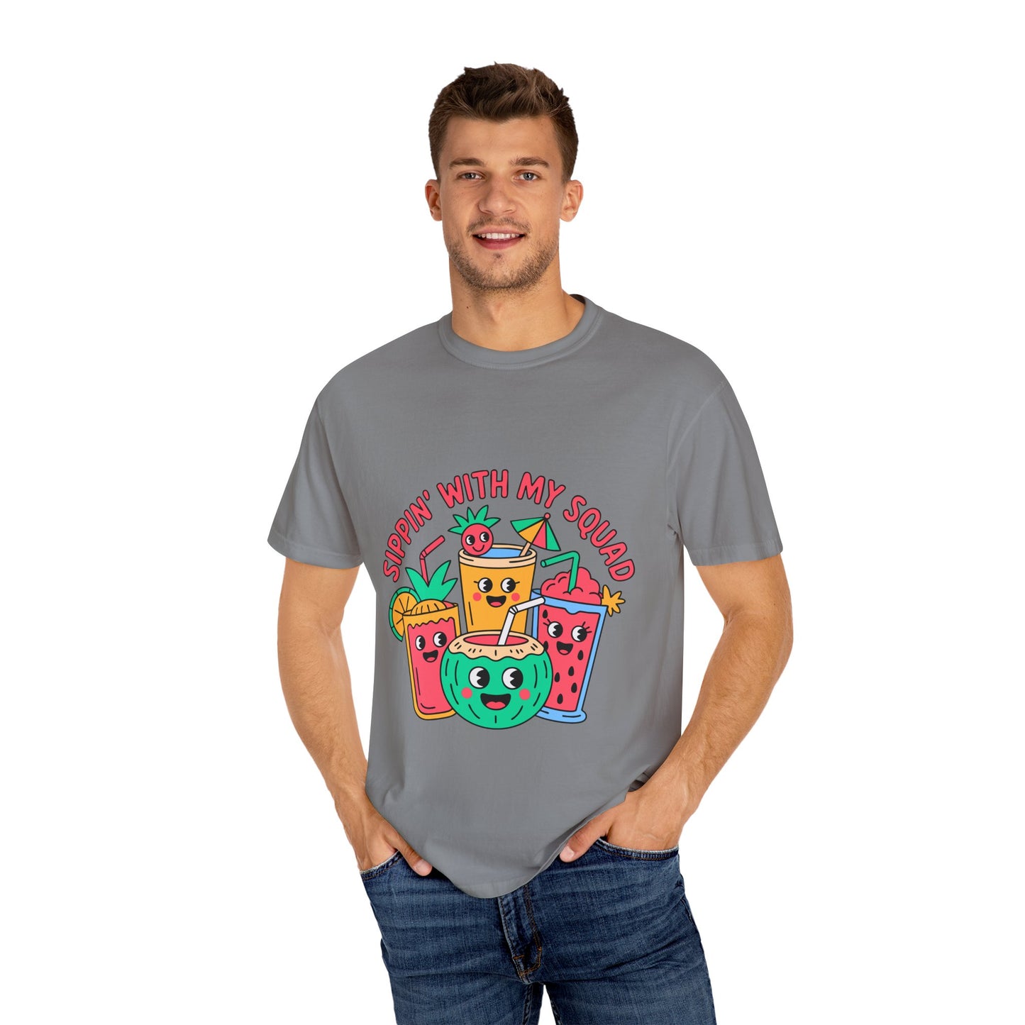 Sippin' with My Squad Unisex Garment-Dyed T-Shirt - Fun Summer Vibes