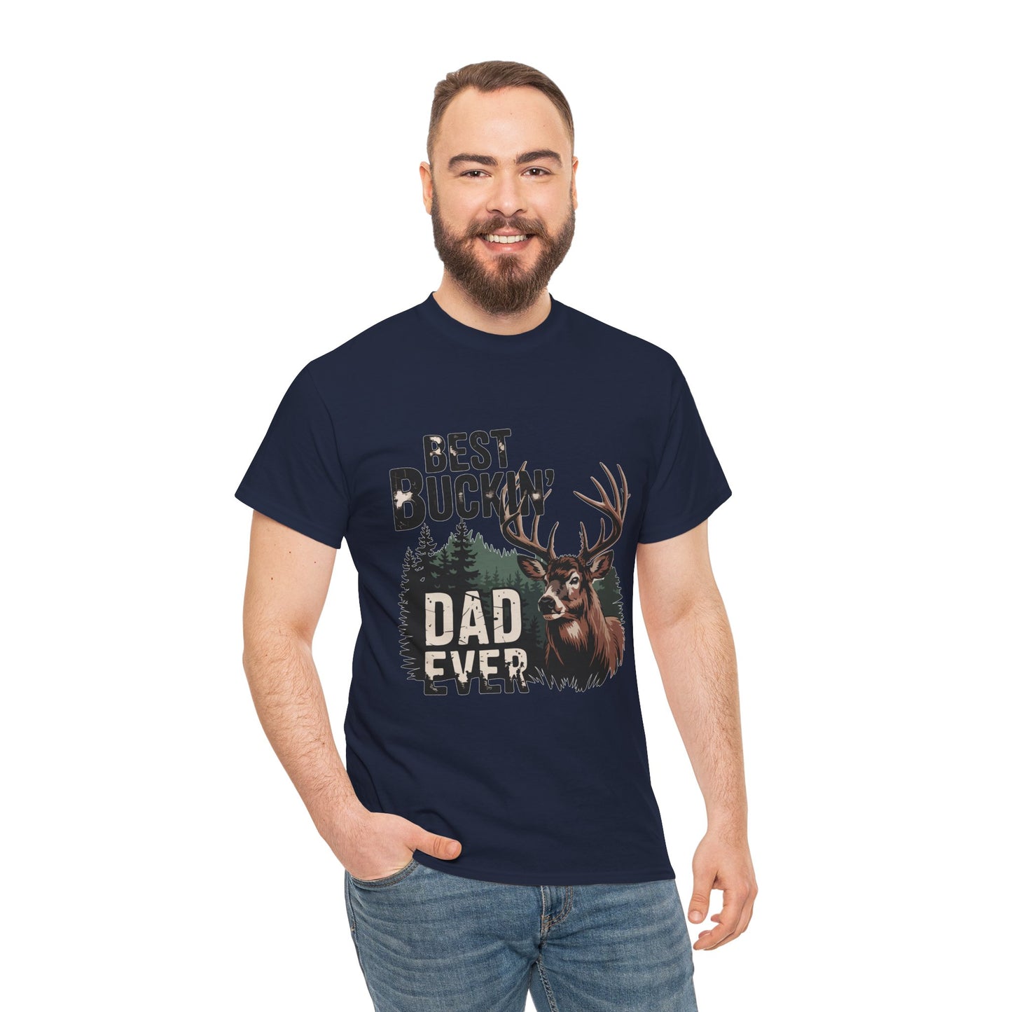 Best Buckin' Dad Ever Unisex Heavy Cotton Tee - Perfect Gift for Father's Day and Outdoorsy Dads