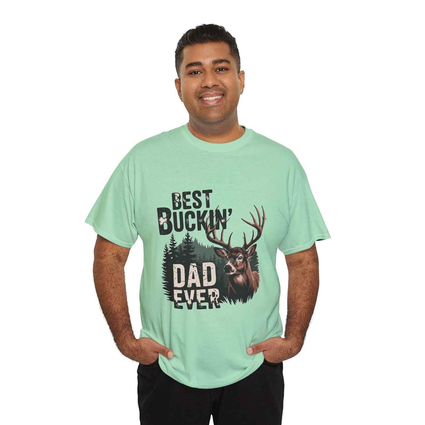 Best Buckin' Dad Ever Unisex Heavy Cotton Tee - Perfect Gift for Father's Day and Outdoorsy Dads