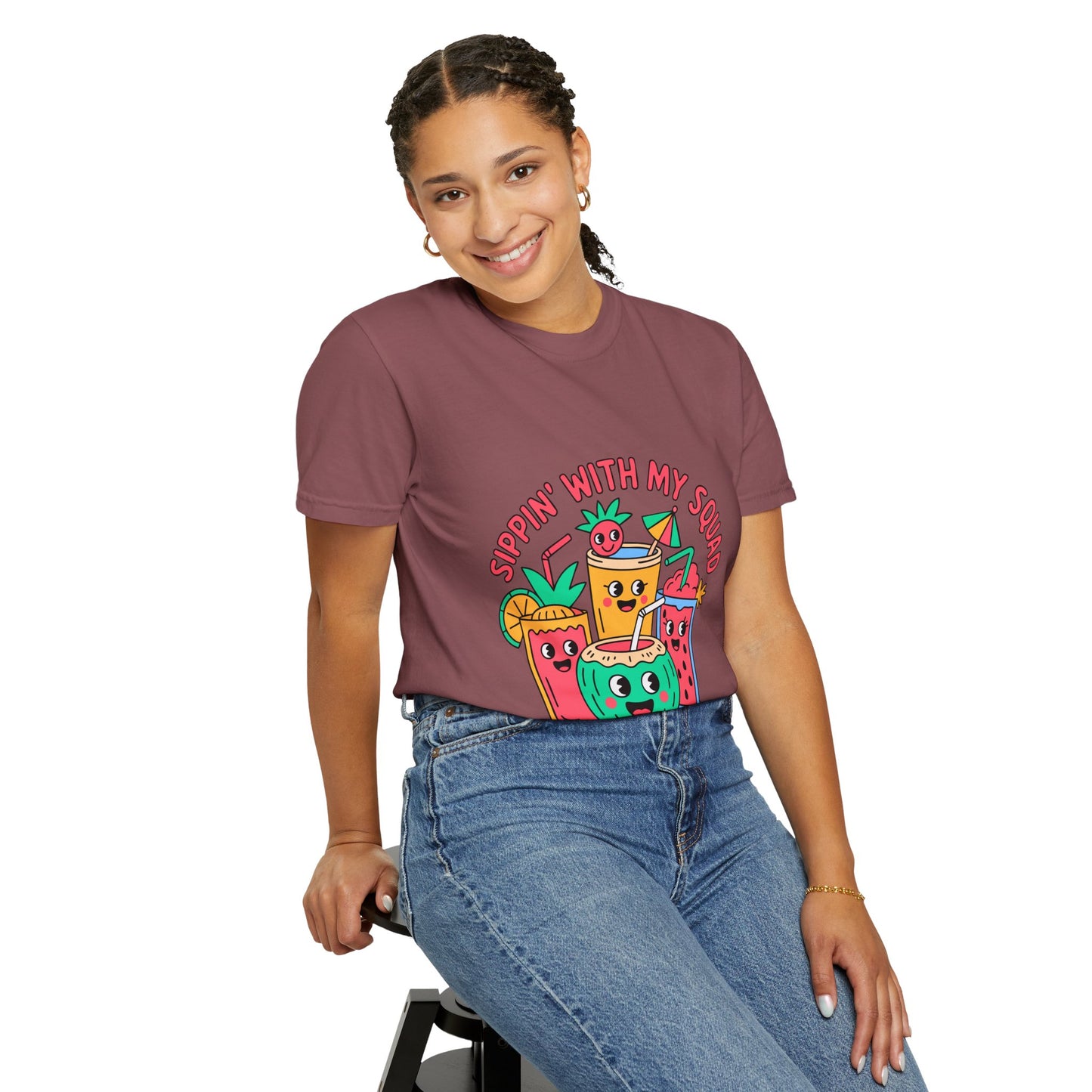 Sippin' with My Squad Unisex Garment-Dyed T-Shirt - Fun Summer Vibes