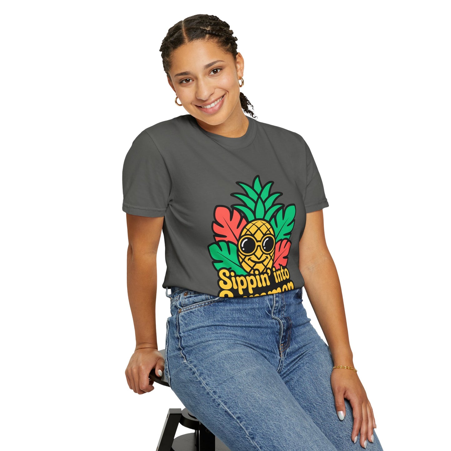 Sippin' into Summer Unisex T-Shirt - Fun Pineapple Design for Beach Days