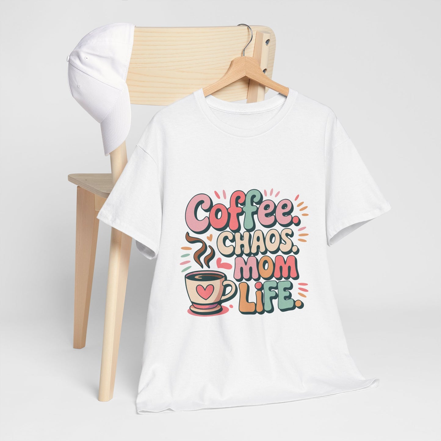 Coffee Chaos Mom Life Unisex Heavy Cotton Tee | Funny Mom Shirt