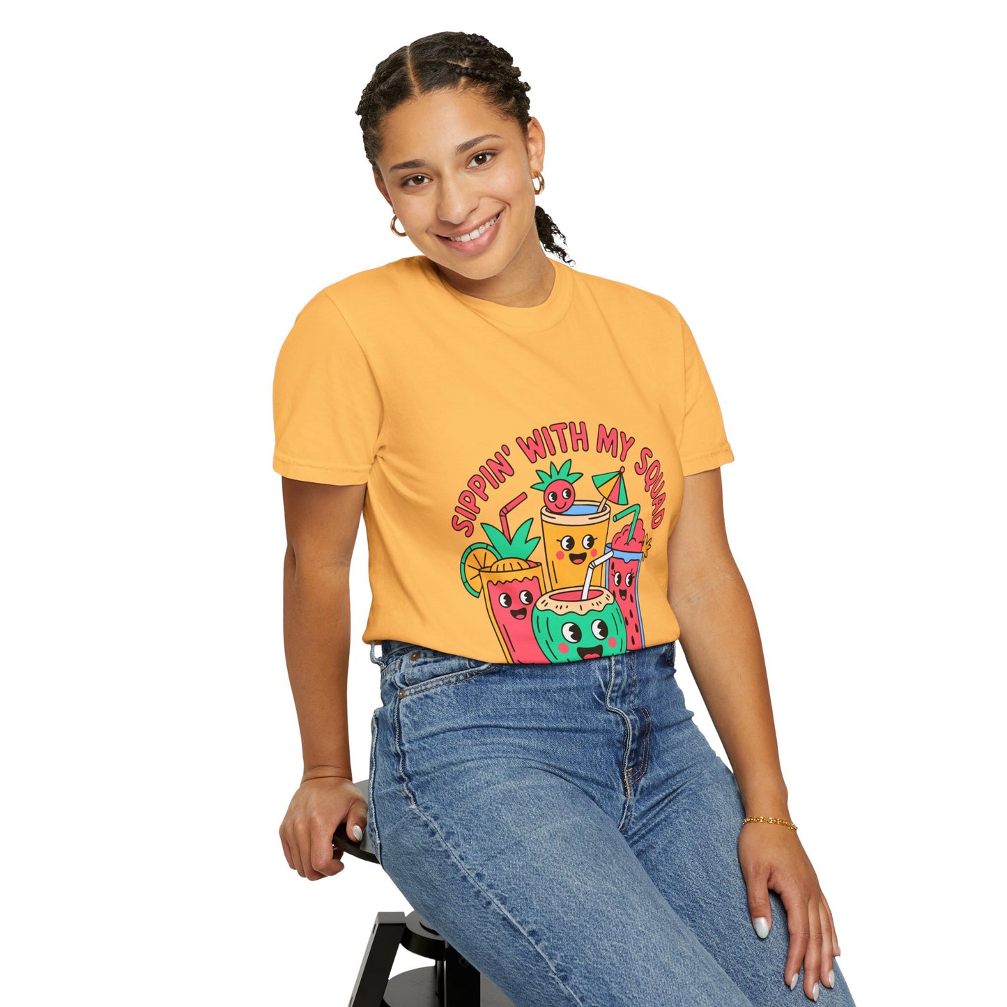 Sippin' with My Squad Unisex Garment-Dyed T-Shirt - Fun Summer Vibes