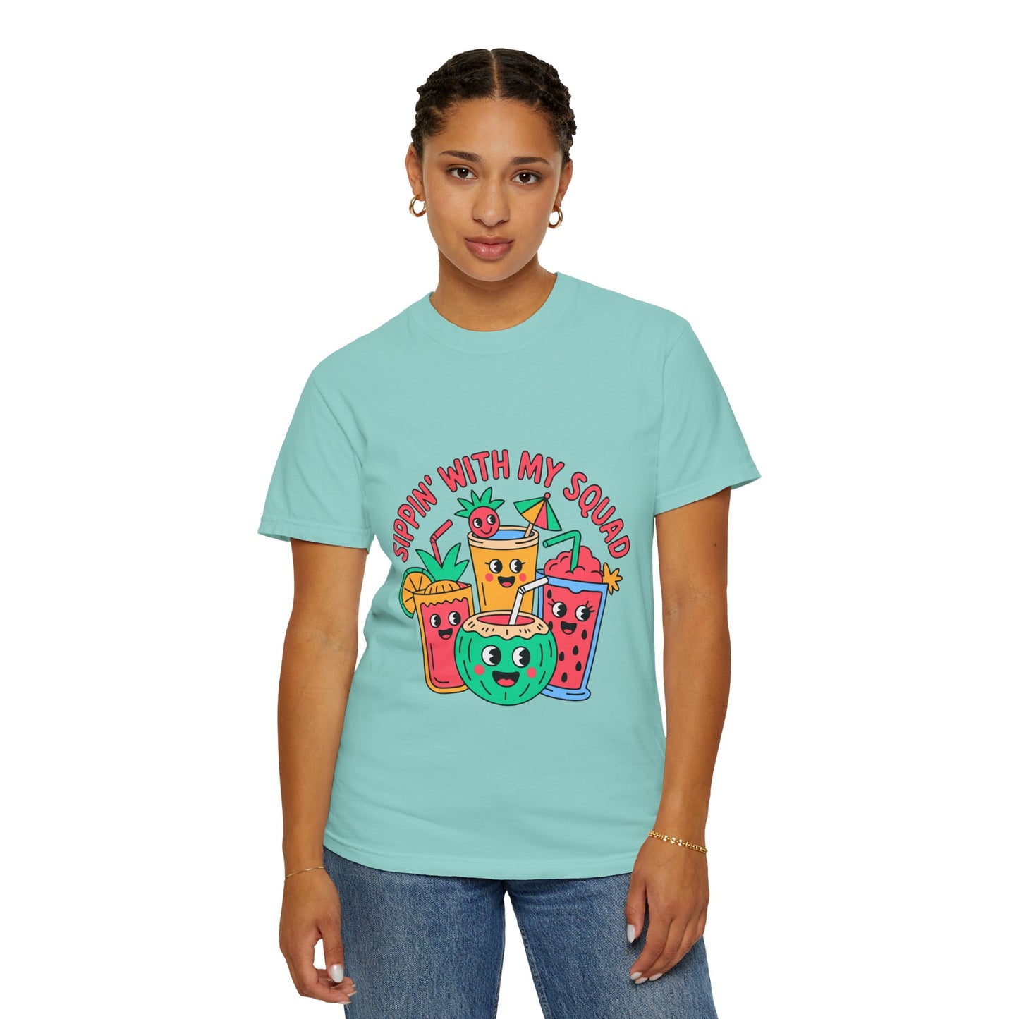 Sippin' with My Squad Unisex Garment-Dyed T-Shirt - Fun Summer Vibes