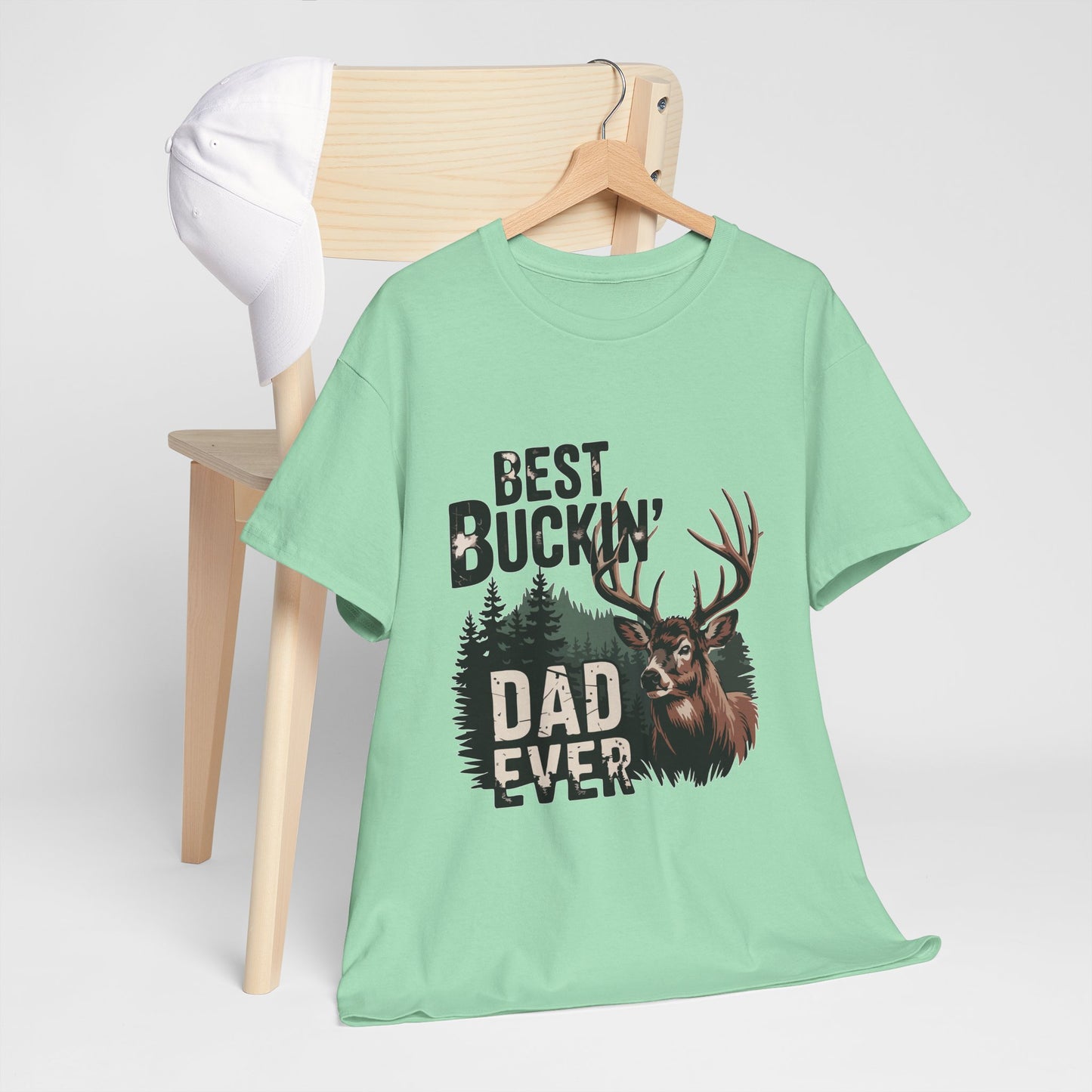 Best Buckin' Dad Ever Unisex Heavy Cotton Tee - Perfect Gift for Father's Day and Outdoorsy Dads