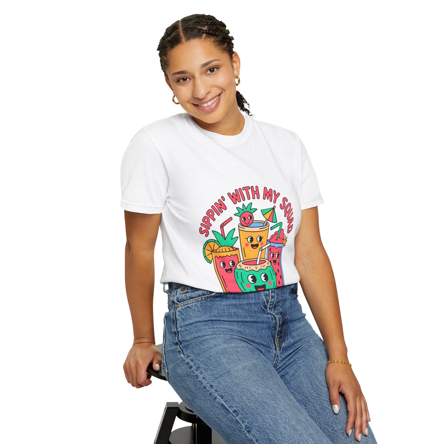 Sippin' with My Squad Unisex Garment-Dyed T-Shirt - Fun Summer Vibes