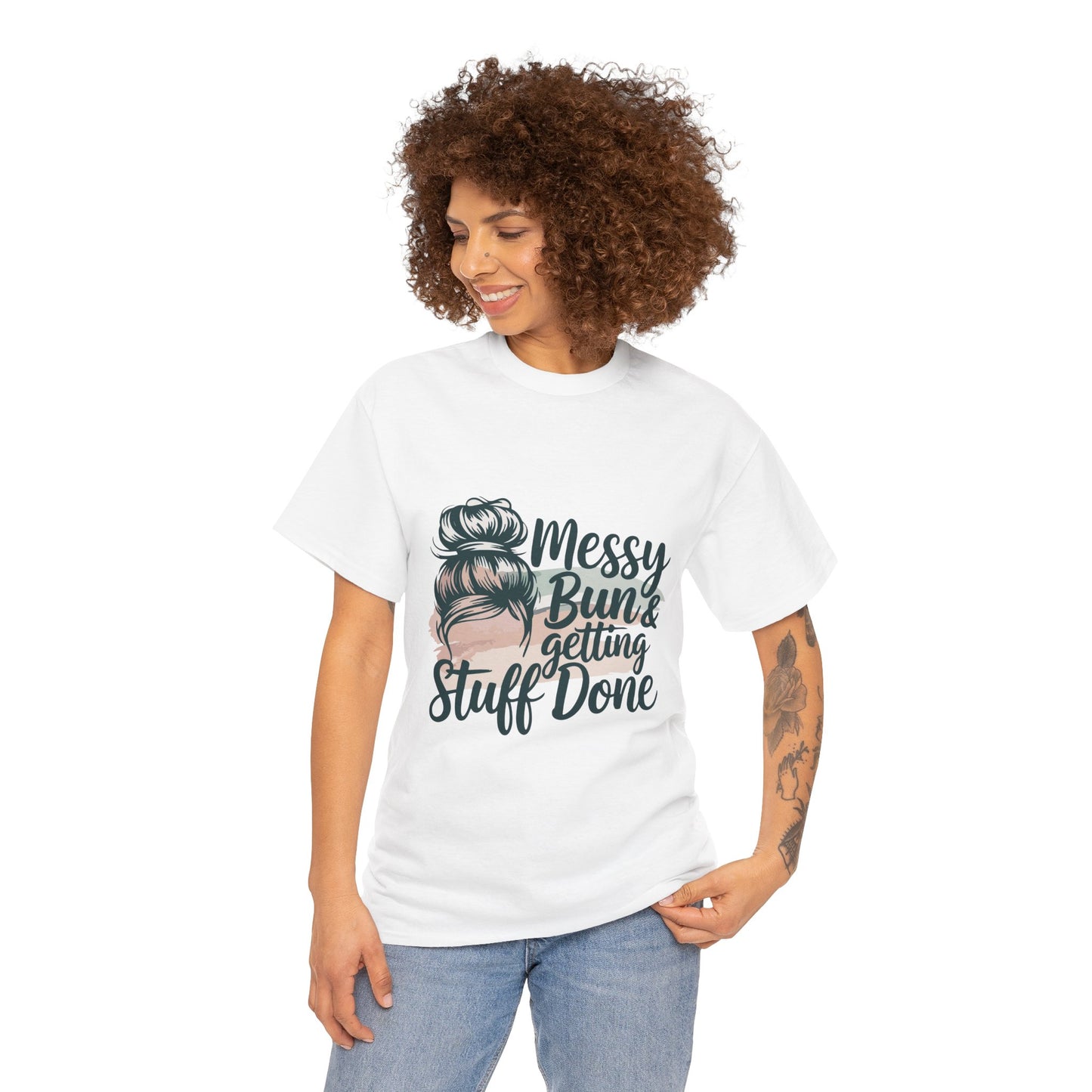 Messy Bun & Getting Stuff Done Unisex Heavy Cotton Tee